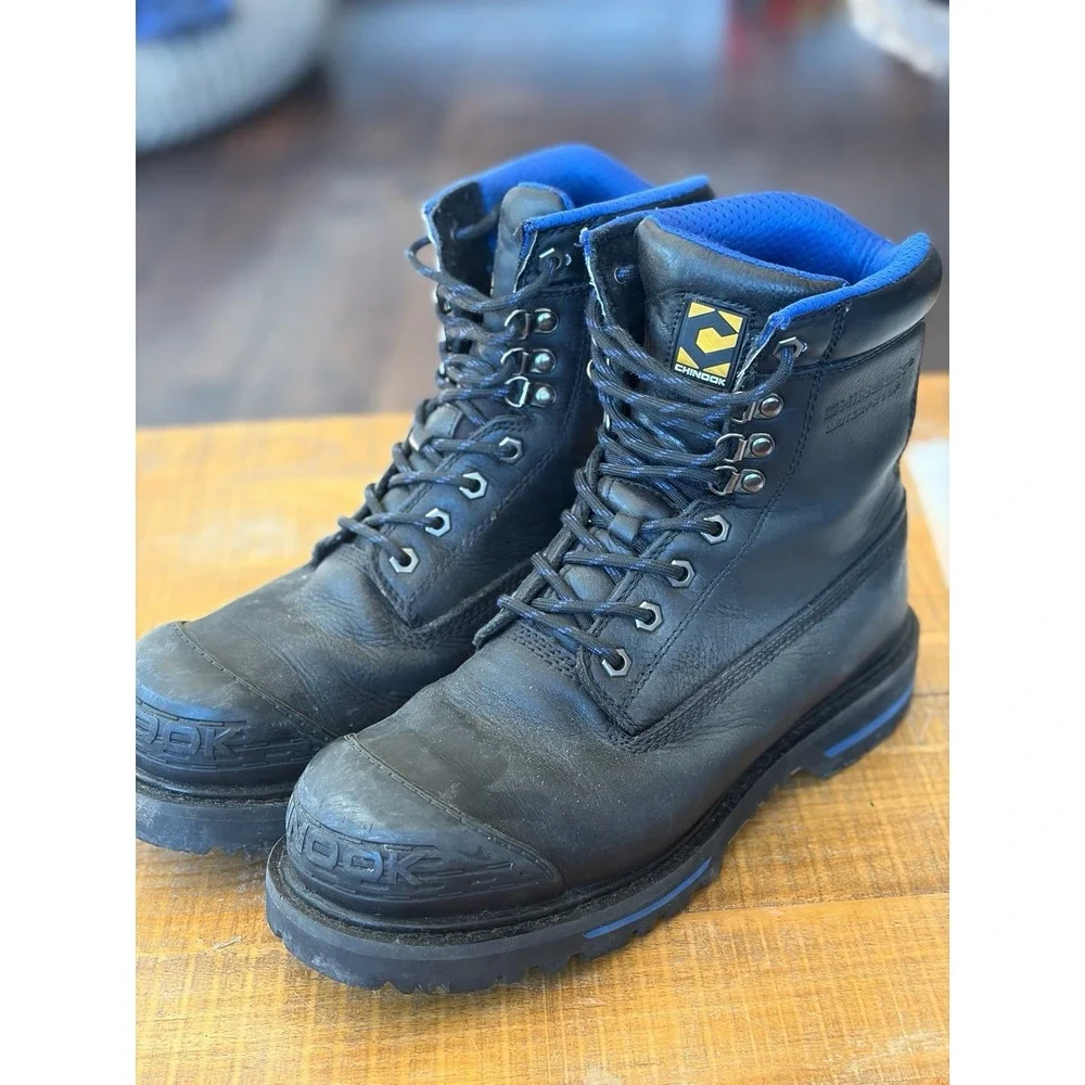Chinook Work‎ Boots Men's Size 11.5 Oil Rigger Steel Toe Leather Upper Black